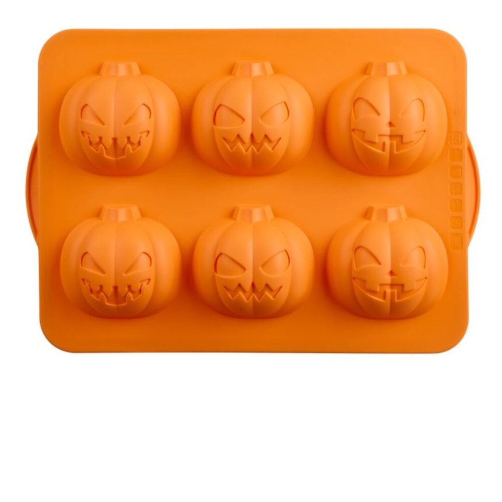 Pumpkin Faces Silicone Cupcake Mold Structure Jumbo Makes 6 Halloween Treats